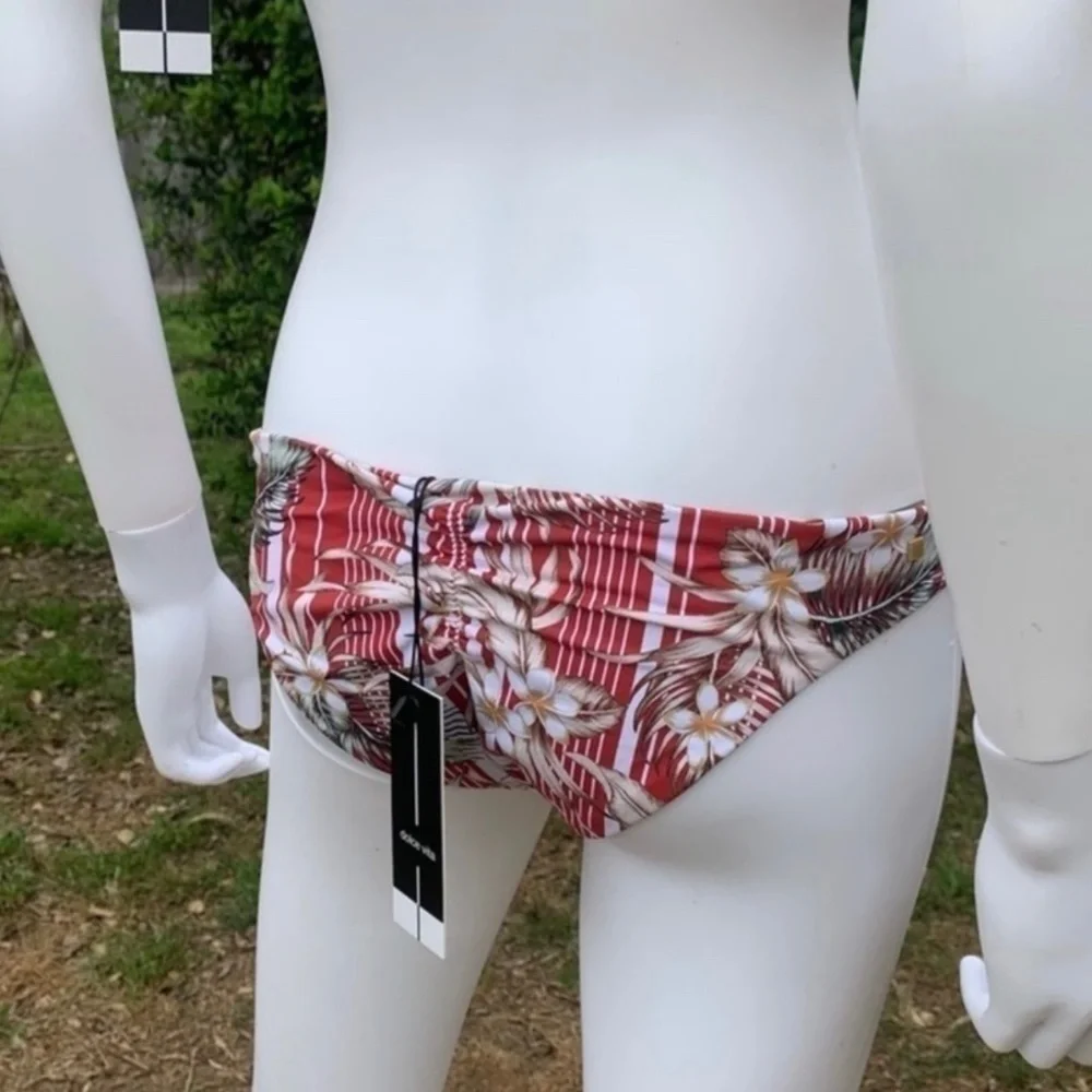 NWT Anthro Bikini Bottom Dolce Vita Tropical Print Cheeky Ruched Swim Bottom